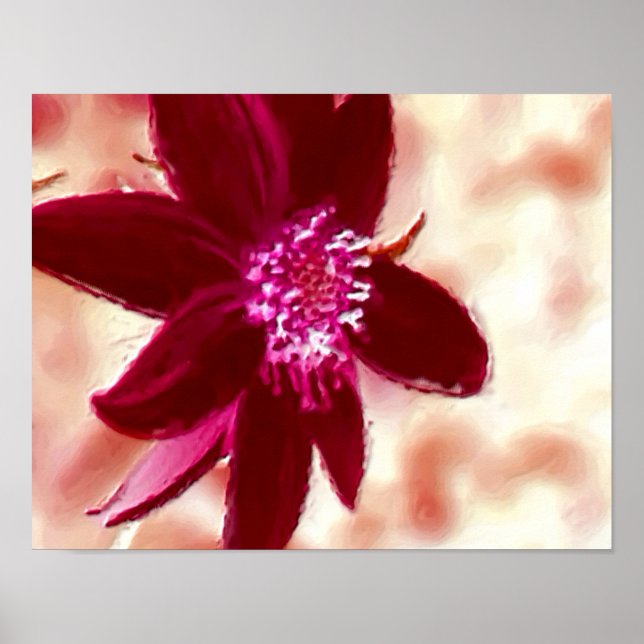 Red Daisy Photo Painting Flower Art  Poster (Front)