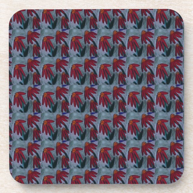 Red Daisy Plastic Coaster (Front)