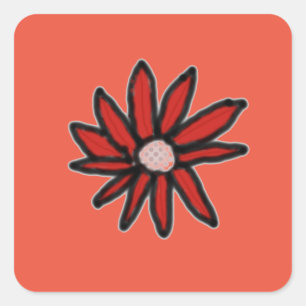 Red Daisy  Square Sticker