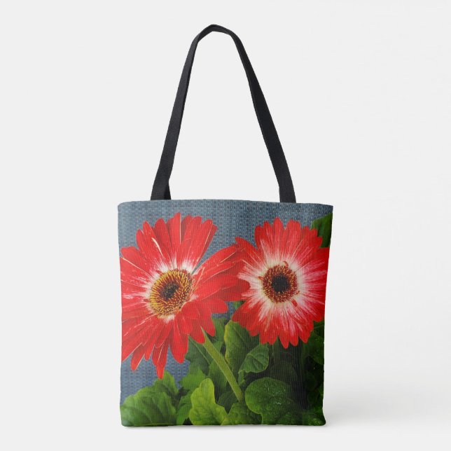 Red daisy tote bag (Back)
