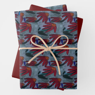 Red Daisy  Wrapping Paper Sheet