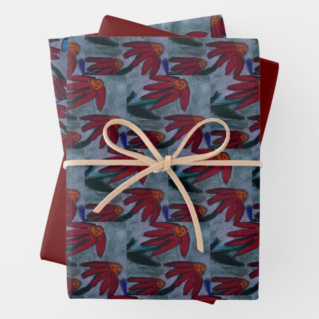 Red Daisy  Wrapping Paper Sheet (In situ)