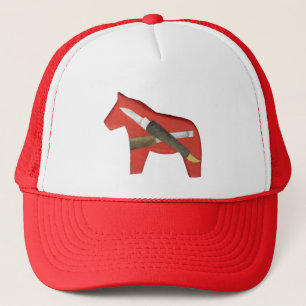 Red Dala Horse Carver's Hat
