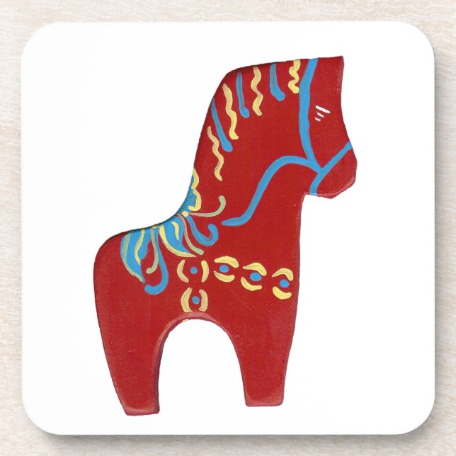 Red Dala Horse Coaster (Front)