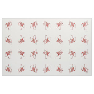 Red Dala Horse Drawings Fabric