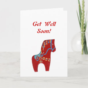 Red Dala Horse Get Well Card