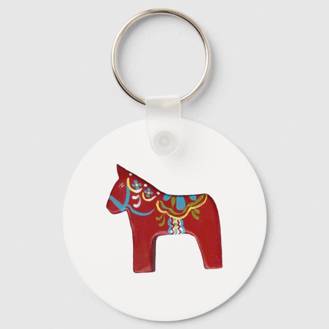 Red Dala Horse Keychain Design #15 (Front)