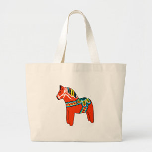 Red Dala Horse Large Tote Bag
