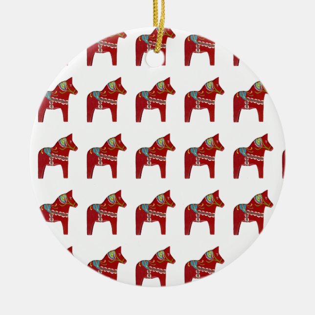 Red Dala Horse Ornament (Front)