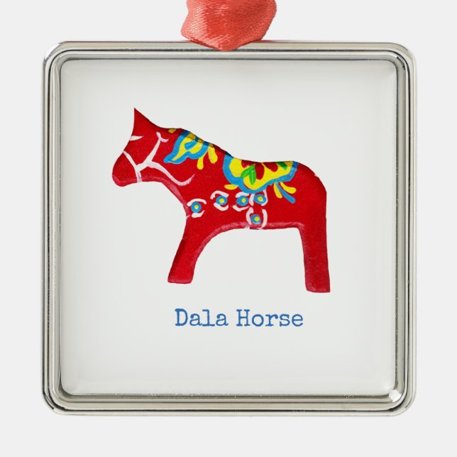 Red Dala Horse Ornament (Front)