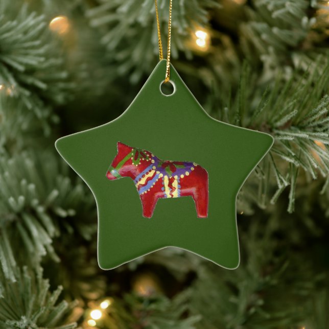 Red Dala Horse # ! Star Ornament (Tree)