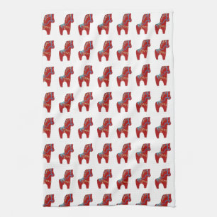 Red Dala Horse Tea Towel