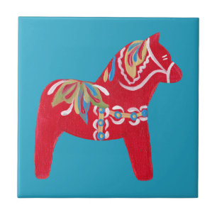 Red Dala Horse Tile