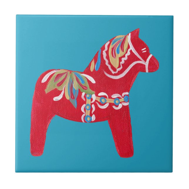 Red Dala Horse Tile (Front)