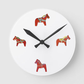 Red Dala Horse Wall Clock