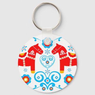 Red Dala Horses Key Ring