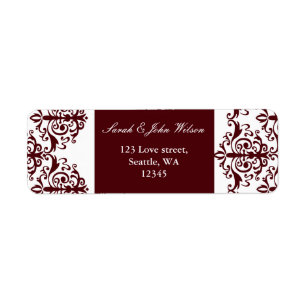 red damask address return address label