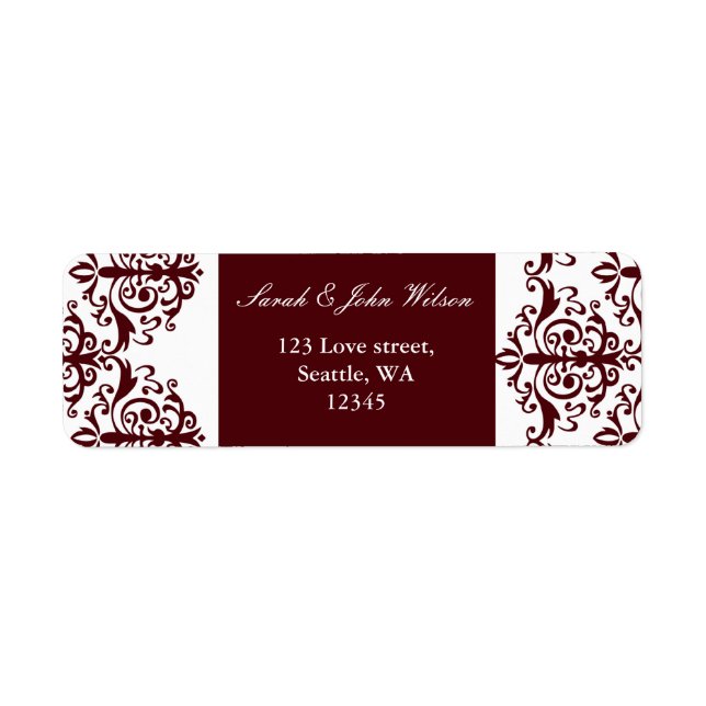 red damask address  return address label (Front)