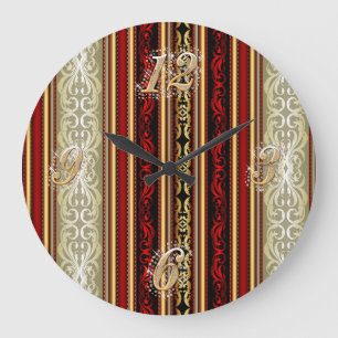 Red Damask and Gold Wall Clock