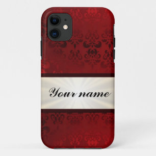 Red damask and ribbon iPhone 11 case
