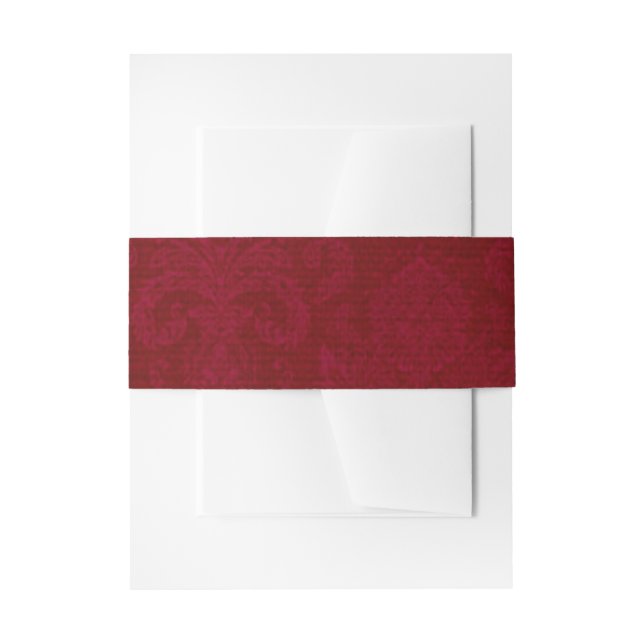 Red Damask Belly Band Invitation Belly Band (Front Example)