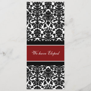 Red Damask Elopement Announcement Cards