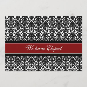 Red Damask Elopement Announcement Cards
