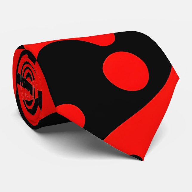 Red Damask Flowers Botanical Pattern Tie (Rolled)