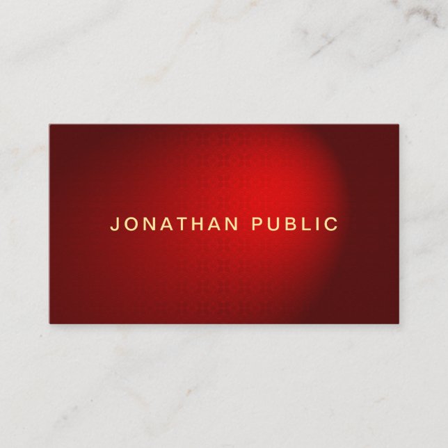 Red Damask Gold Professional Template Modern Chic Business Card (Front)