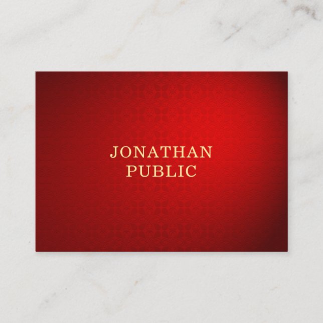 Red Damask Gold Text Elegant Professional Template Business Card (Front)