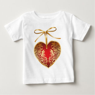 Red Damask Heart Baby T-Shirt