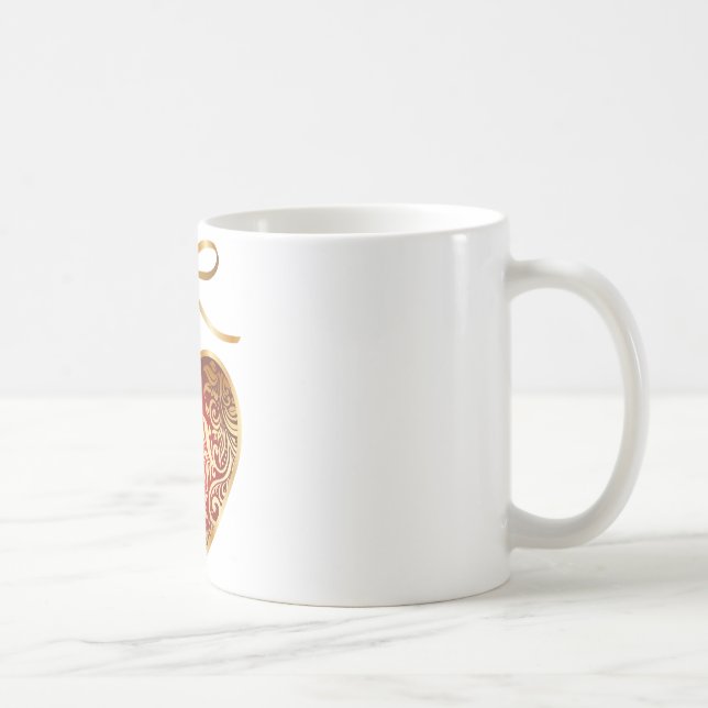 Red Damask Heart Coffee Mug (Right)