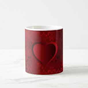Red damask heart coffee mug
