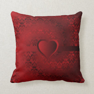 Red damask heart cushion