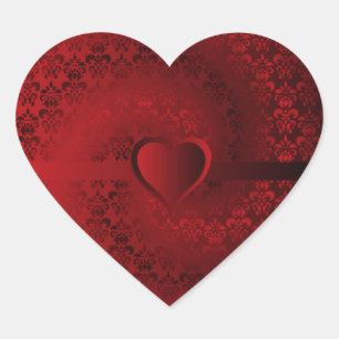 Red damask heart sticker