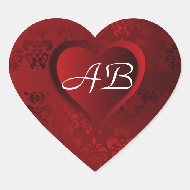 Red Damask heart Sticker (Front)