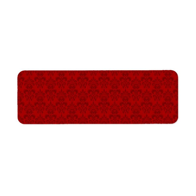Red Damask Pattern Return Address Label (Front)