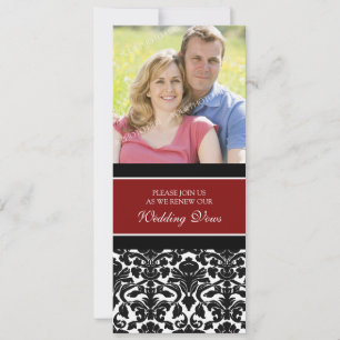 Red Damask Photo Wedding Vow Renewal Invitations