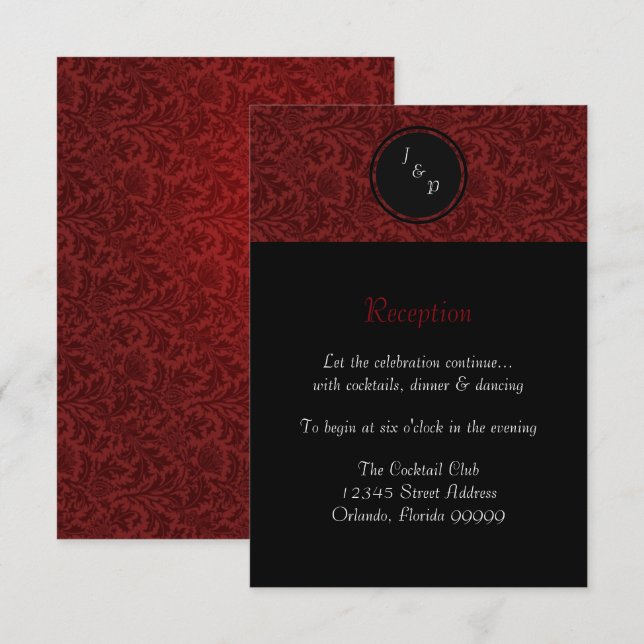 Red Damask - Reception Invitation (Front/Back)