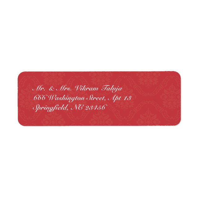 Red Damask Return Address Label (Front)