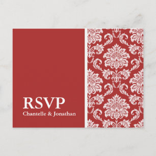 Red Damask RSVP Postcard