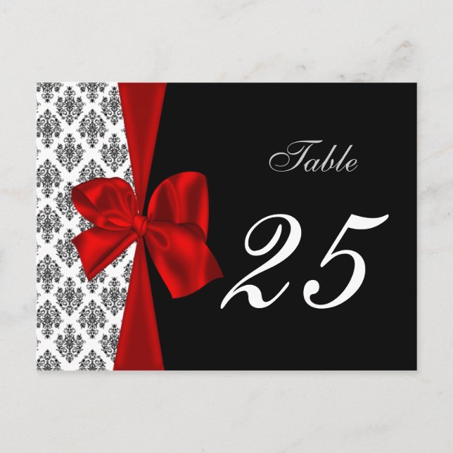red damask table numbers postcards (Front)