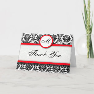 Red Damask Thank You Cards