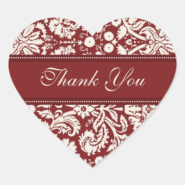 Red Damask Thank You Wedding Envelope Seals (Front)