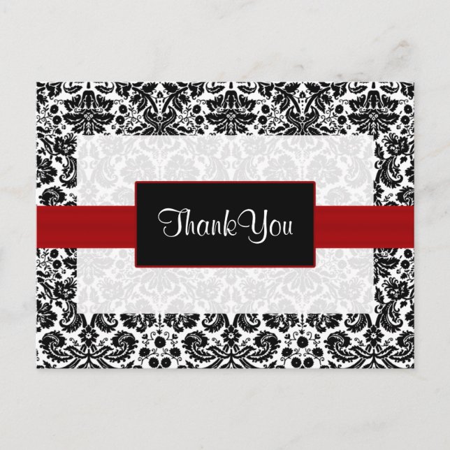 red damask ThankYou Cards (Front)