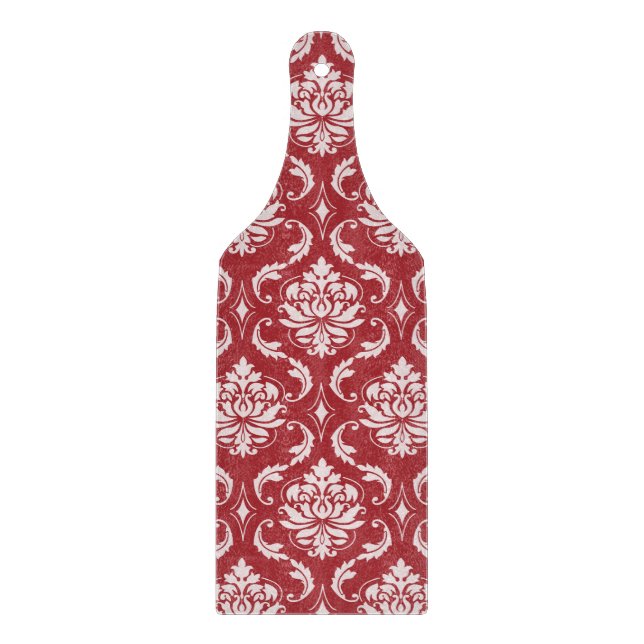 Red Damask Vintage Pattern Cutting Board (Front)