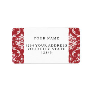 Red Damask Vintage Pattern Label