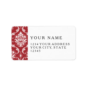 Red Damask Vintage Pattern Label