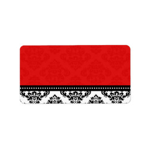 Red Damask Wedding Address Labels