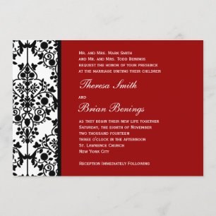 Red Damask Wedding Invitation